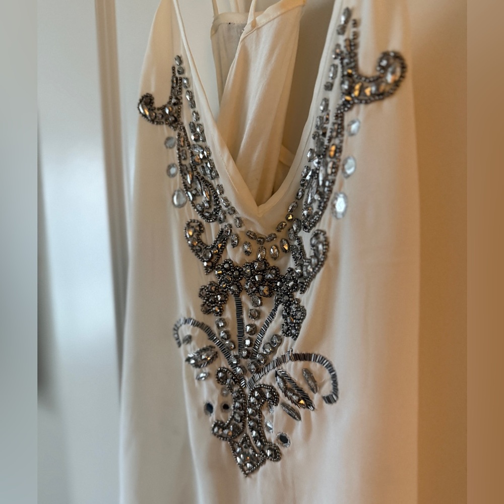 Express Creamy White Sleeveless Cami Sparkle Top - Picture 2 of 4